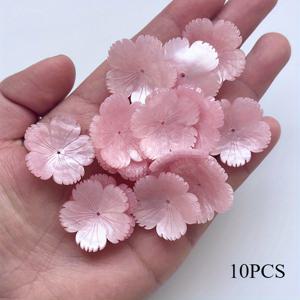TEMU 10개 대형 3D 복숭아 꽃 비즈 - 5잎 레이어드 DIY 공예 비즈, 주얼리 제작, 헤어클립, 브로치 & 보호 액세서리용 - 핑크 조개껍질 모양 모조 조개 비즈, 수제 헤어핀 헤어웨어 & 팔찌 참 장식용
