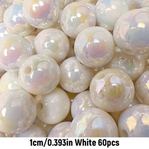 TEMU 120개/60개 8mm/10mm 아크릴 화이트 판타지 라운드 비즈, 주얼리 제작 팔찌 목걸이 키체인 추가 수공예 재료