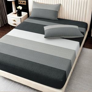 TEMU 3개 블랙 화이트 회색 대형 기하학 스타일 침대 시트 및 베갯잇 세트, 침구 3피스 세트, 매트리스 보호 커버 | 베갯잇 2개 + 고정 시트 1개 | 더블/풀/킹/퀸 | 부드럽고, 24시간 움직임 없음