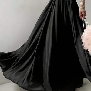 TEMU 플러스 사이즈 - 플러스 사이즈 - 여성 플러스 사이즈 우아한 시어 메쉬 쉬폰 플리츠 여름 플로우 롱 스커트, 뮤직 페스티벌, 해변 및 휴가 사진 촬영