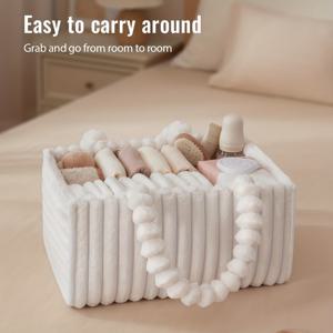 TEMU Blissful Diary 플란넬 기저귀 보관함, 선물 포장 포함, 편안한 육아 용품 정리 바구니, 베이비 샤워 선물, 필수품