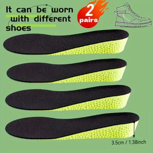 TEMU 4개입 (2개) 남녀공용 보이지 않는 키높이 깔창 - 부드럽고 탄성 있는 소재 + 아치 지지, 장시간 서 있기에도 편안함, 통기성 및 땀 흡수, 미끄럼 방지 및 내구성, 모든 종류의 캐주얼 신발, 운동화 및 부츠에 적합