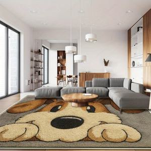 TEMU 1개 만화 강아지 동물 패턴 격자 플란넬 카펫, 부드럽고 두껍고 관리가 용이한 매트, 가을 및 겨울에 적합, 거실, 침실, 복도, 발코니, 욕실, 방 장식에 이상적, 가벼움, 퇴색 방지, 대형 러그