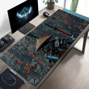 TEMU 1개 대형 일본 애니메이션 캘리그라피 전사 마우스 패드 & 데스크 매트 - PC/노트북 호환, 미끄럼 방지 고무 베이스, 매끄러운 게이밍 표면, 벚꽃 & 후지산 디자인 - 두꺼운 내구성 데스크 매트, 사무실, PC, 게이머, 애니메이션 팬, 테크 선물용