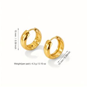 TEMU 고품질 18K 금도금 퇴색 방지 스테인리스 스틸 여성용 후프 귀걸이, 316L 이어 포스트 저자극성, 5mm 와이어 직경, 우아하고 트렌디하며 매력적인 패셔너블 스타일의 간편한 클래식 스타일 주얼리 귀걸이, , 축제용