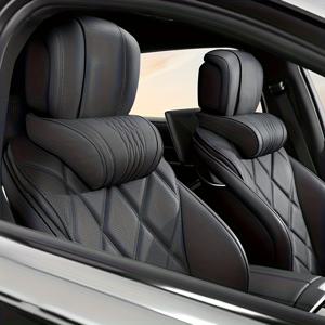 TEMU 2개입 차량용 헤드레스트 목 보호 베개, 목 베개 한 쌍, 목 보호, 나파 가죽으로 편안하고 통기성이 좋음, 메모리폼 코어, 정교한 자수, 사계절용, 모든 차량, SUV, 밴, 트럭에 적합