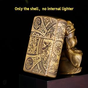 TEMU 레트로 릴리프 라이터 케이스 (내부 라이너 미포함) 메탈릭 텍스처 고급 수집용 선물 아이템 개성 강한 트렌디 아이템