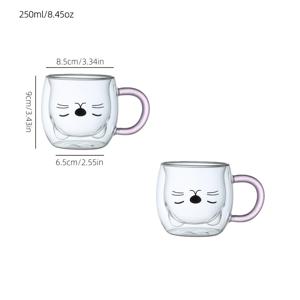 TEMU 귀여운 고양이 머그 컵 2개 세트 - 이중벽 단열 커피 컵, 귀여운 고양이 디자인, 생일, 크리스마스, 휴일 선물로 완벽, 우유, 음료에 적합, 카페, 레스토랑, 호텔 및 상업용으로 이상적