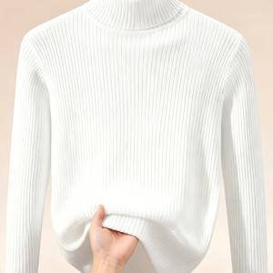 TEMU 남성용 하이넥 단색 세로 풀오버 스웨터, 비즈니스 및 캐주얼 아우터용 1개 하이넥 안감 베이스 스웨터