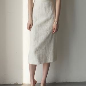 TEMU 여성을 위한 베이지 주름 쉬폰 스커트, 새로운 봄/가을/여름 스타일, 뒷면 슬릿과 엉덩이를 감싸는 핏의 하이웨이스트 A라인 스커트, 키가 작은 여성을 위한 디자인