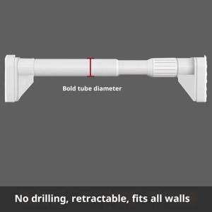 TEMU 1개 122~157인치 (약 310~400cm) 옷걸이 막대, 건조대, 텐션 막대, 커튼 막대, 샤워 막대, 화이트 & 블랙, 드릴링 필요 없음, 창문, 발코니, 욕실, 옷장, 공간 분할용, 크리스마스 & 새해 선물