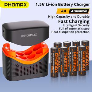 TEMU 포맥스 AA 리튬 충전지 1.5V, AA 4200mWh, 고용량, AA 리튬 배터리 충전기, TYPE-C 지능형 고속 충전, 완충 시 자동 정지, 충전 보호, 고속 충전, 강력한 배터리 용량
