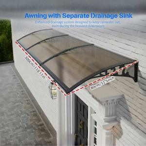 TEMU 80x300cm 고하중 도어 차양 - 간편 설치 폴리카보네이트 야외 캐노피, 파티오용 햇빛 및 비 가리개