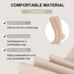 TEMU 강화된 발가락 부분이 있는 종아리 높이 압박 스타킹 1켤레, 다리 지지와 순환계 압박 완화 제공, 남녀공용, 20-30mmHg