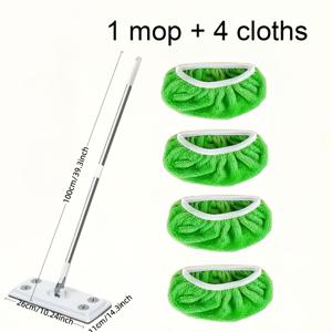 TEMU 1개 물걸레 (재사용 가능한 패드 4개 포함), 화이트 테디자인의 극세사, 밀집한 브러쉬, 뛰어난 흡수력, 세척 가능 및 간편한 관리, 습식 및 건식 사용 – 가정 필수 청소 도구