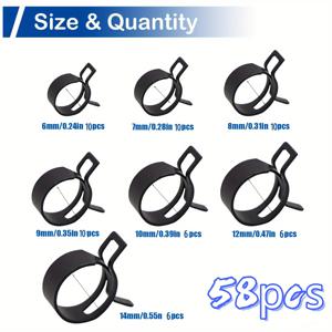TEMU 연료 라인, 냉각수 호스, 에어 인테이크 고정에 적합한 강력한 블랙 호스 클램프, 연료 라인 클램프, 인테이크 파이프 클램프, 호스 커넥터