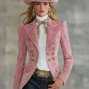 TEMU 여성용 우아한 라펠 멀티 버튼 인조 가죽 (LL168)