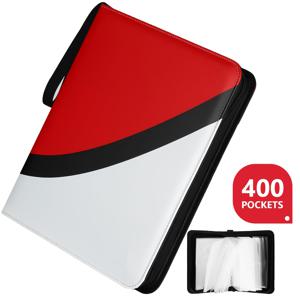 TEMU 카드 바인더 4포켓, 트레이딩 카드 홀더 400장 수납 가능, 50개 탈착식 슬리브 포함, 휴대용 컬렉션 카드 앨범, 지퍼형 게임 카드 케이스 북 선물용