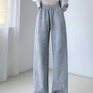 TEMU 여성 와이드팬츠 여성 트레이닝바지 봄 얇은 원단 루즈핏 직통 바지 출퇴근·데일리 겸용 편안한 착용감 캐주얼 팬츠