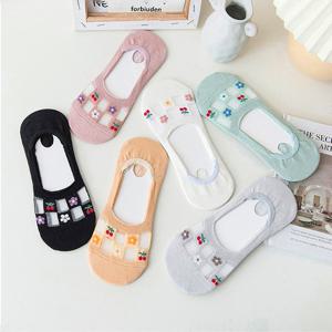 TEMU 꽃무늬 시스루 덧신 5P 세트- 양말,덧신,여름,봄,여성,보트 삭스,삭스,벗겨짐 방지,5켤레