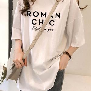 TEMU 스타일아유 여성용 오버핏 레터링 반팔 티셔츠｜롱 박시핏｜빅사이즈 자체생산｜부드러운 데일리 티 TS352A
