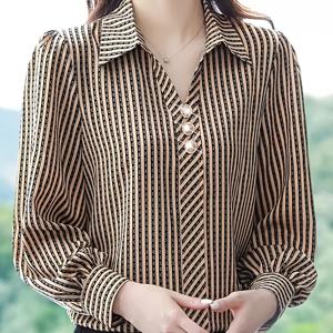 TEMU 긴팔 셔츠 여성 봄/가을 신상 디자인 센스 패션 외모 연령 감추기 라펠 탑 쉬폰 스몰 셔츠