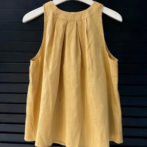 TEMU 프렌치 스타일 오프숄더 민소매 조끼, 여름용 루즈핏 노란색 통기성 좋은 활용도 높은 캐주얼 상의