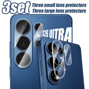 TEMU 삼성 갤럭시 S26 울트라 3D 카메라용 대형 및 소형 투명 렌즈 보호필름 3개 세트, 강화유리 커버, 풀커버 보호, 9H 경도 렌즈 보호필름, 휴대폰 액세서리