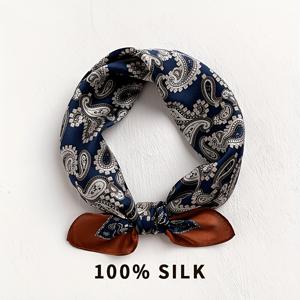 TEMU 100% 뽕나무 실크 스카프 - 패셔너블하고 통기성 좋은 스퀘어 스카프, 우아한 액세서리, 신축성 없음, 야외 장식용 액세서리에 적합