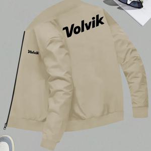 TEMU 클래식 남성 자켓 - 볼빅 레터 프린트, 세련되고 트렌디한 일상 코트