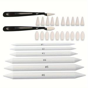 TEMU 28피스 혼합 스텀프 및 토틸리언스 종이 아트 블렌딩 도구 세트 (스케치 스크래퍼, 마찰 스펀지, 무드 지우개, 사포 샤프너, 연필 블렌더 포함), 아트 액세서리, 필수품, 다기능 블렌더, 내구성 있는 스텀프, 부드러운 지우개, 토틸리언스 세트, 전문 및 취미 활동가용