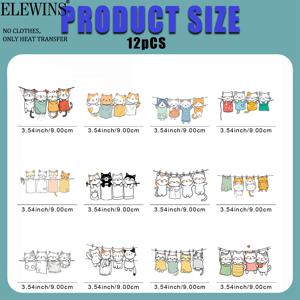 TEMU 매달린 고양이 다리미 붙이 패치 12개 - 티셔츠, 청바지, 모자, 가방용 DIY 열전사 비닐 데칼 - 옷, 백팩, 데님용 간편한 필앤스틱 패브릭 전사지 - 가정용 공예를 위한 재미있는 장식 스티커