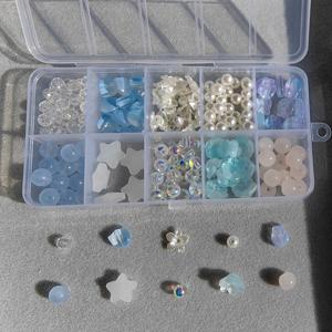 TEMU 166피스 블루 무지개빛 비즈 주얼리 만들기 키트 - DIY 나이트 가든 테마 (백합, 튤립, 별, 비즈 포함) 귀걸이, 목걸이, 팔찌 제작용 - 완벽한 꽃 비즈 공예 키트