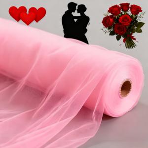 TEMU 1개 대형 사이즈 로맨틱 우아한 핑크 시어 거즈 원단 롤, 반투명 섬유, 배경 드레이프, 웨딩 아치, 결혼식, 피로연, 브라이덜 샤워, 발렌타인데이, 어버이날, 6월 10일, 추수감사절에 적합 – 실내/실외 파티 장식