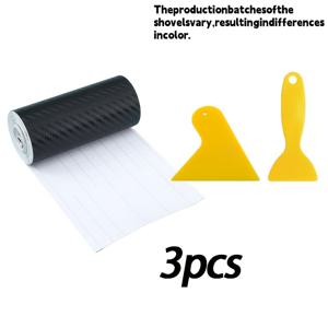 TEMU 3개 세트 [118.11*3.94인치 탄소 나노 섬유 테이프 + 필름 부착용 특별 스크레이퍼 2개] 3D 탄소 나노 섬유 테이프 자동차 범퍼 실 보호 필름 실 스티커 블랙 방수 및 스크래치 방지 - 스타일리시한 자동차 용품