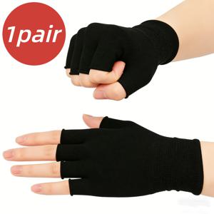 TEMU 1켤레 남녀공용 손가락 없는 장갑 | 사계절용, 니트 원단, 피트니스, 야외 사이클링, 일상적인 통근에 적합, 따뜻하고 편안함