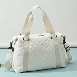 TEMU 대용량 아일리 패턴 여행용 더플백, 단색 러기지 가방, 휴대용 오버나이트 가방