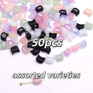 TEMU 고양이 머리 유리 구슬 120개/50개입, 팔찌, 목걸이, 귀걸이 제작에 적합, 수제 장식 | 재미있는 고양이 디자인 | 반투명 구슬 재료, 주얼리 제작 장식 구슬 모음