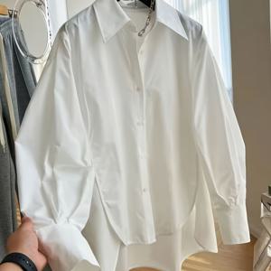 TEMU 베이직 셔츠 패션 커뮤터 루즈핏 오버사이즈 롱슬리브 숏 셔츠 여성용