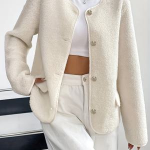 TEMU 여름 여성용 플러시 두꺼운 캐주얼 재킷 탑