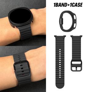 TEMU 2개입, 삼성 워치 8 웨이브 스티치 컬러풀 버클 스트랩 + 삼성 워치 8 세미 인클로즈드 할로우 케이스 40/44/46mm, 스포츠용 통기성, 땀 방지, 충돌 방지, 남녀 공용.