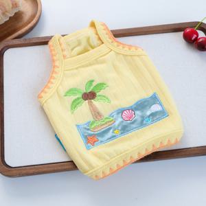 TEMU PETCIRCLE 하와이안 스타일 노란색 홀터넥 조끼, 소형견 및 고양이용 - 민소매 풀오버 투레그 의상, 치와와, 푸들용 하와이안 셔츠 수트, 사계절용 캐주얼 비치웨어 (겨울/봄/가을)