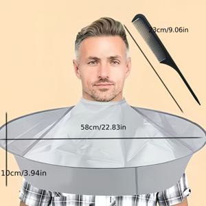 TEMU 헤어 커팅 케이프, 이발사 케이프, 조절 가능한 헤어 커팅 우산, 접이식 헤어 커팅 우산 케이프, 검은색 빗 포함, 성인용, 살롱 및 가정용으로 적합