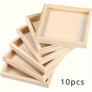 TEMU 10개 미완성 트레이 세트, 천연 나무결 - 사각형 및 직사각형 사이즈로 제공, 페인팅, 스테인, 3D 퍼즐 및 미술 프로젝트에 적합