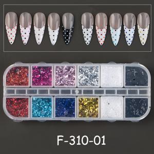TEMU 12개 글리터 미니 물방울 네일 아트 스팽글 3D Y2K 레이저 효과 멀티 컬러 원형 물방울 네일 플레이크 반짝이는 물방울 네일 디자인 매니큐어 장식