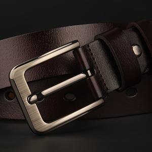 TEMU 정품 가죽 대형 핀 버클 1개, 남성용 버클 벨트, 폭 3.8cm, 길이 110cm~170cm, 스타일리시한 소가죽 정품 가죽 벨트 (모조 구리 핀 버클 포함)