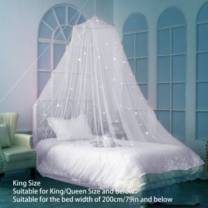 TEMU 1개 돔형 걸이형 설치 필요 없는 접이식 발광 별 모기장 가정용 침대 커튼