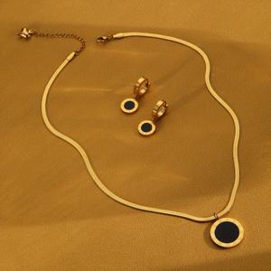 TEMU 여성용 프로미 파티 데일리룩에 적합한 3피스 레트로 패션 주얼리 스테인리스 스틸 원형 로마 펜던트 목걸이 귀걸이 세트