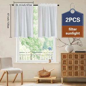 TEMU 1개 발란스/ 2개 봄/여름 모던 간편 반투명 패턴 로드 포켓 카페 주방 쉬어 커튼 세트, 화이트 햇빛 필터링 개인 정보 보호 창문 발란스 (카페, 침실, 문 커튼용)