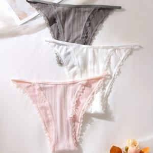 TEMU 여성용 섹시한 레이스 팬티 세트, 얇은 일본 스타일 레이스업 및 무봉제 디자인